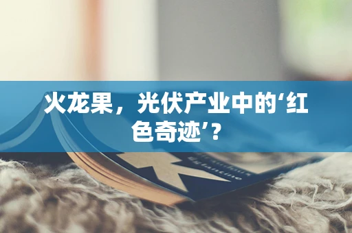 火龙果，光伏产业中的‘红色奇迹’？