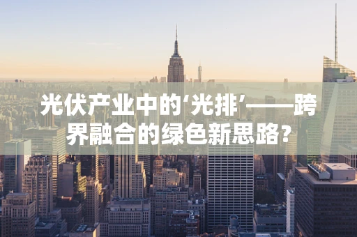 光伏产业中的‘光排’——跨界融合的绿色新思路？