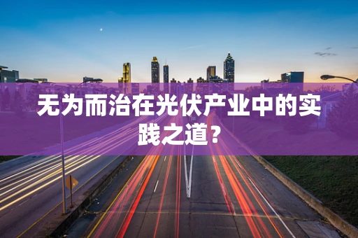 无为而治在光伏产业中的实践之道？