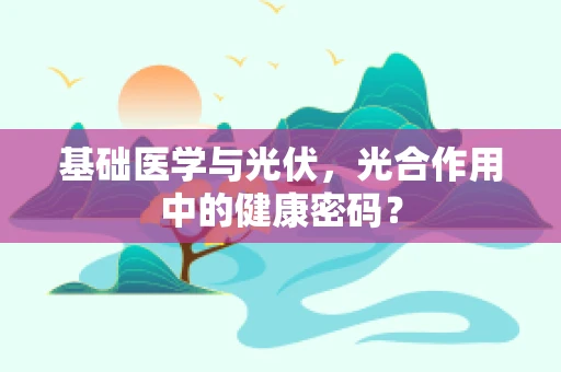 基础医学与光伏，光合作用中的健康密码？